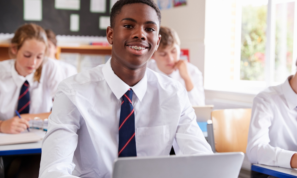 student in classroom