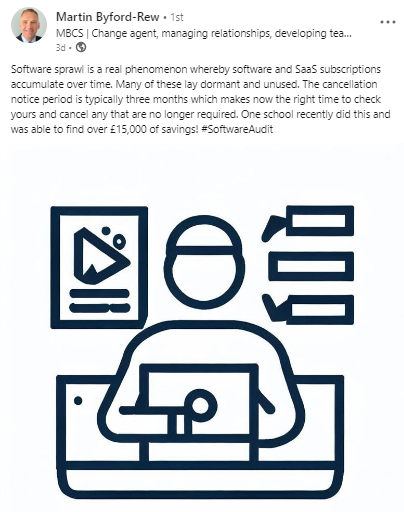 LinkedIn post - software sprawl
